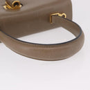 Salvatore Ferragamo Gancini Hand Bag Leather Beige Gold Auth 191690-7
