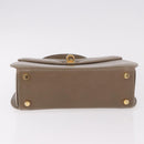 Salvatore Ferragamo Gancini Hand Bag Leather Beige Gold Auth 191690-5