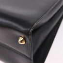 BALLY Hand Bag Leather Black Gold Auth 191691-17