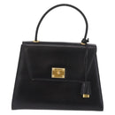 BALLY Hand Bag Leather Black Gold Auth 191691-13