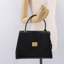 BALLY Hand Bag Leather Black Gold Auth 191691-25