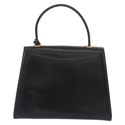 BALLY Hand Bag Leather Black Gold Auth 191691 - 0