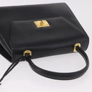 BALLY Hand Bag Leather Black Gold Auth 191691-6