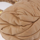 Miu Miu Matelasse Hand Bag Leather Beige Gold Auth 191692A-10