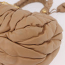 Miu Miu Matelasse Hand Bag Leather Beige Gold Auth 191692A-11