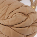 Miu Miu Matelasse Hand Bag Leather Beige Gold Auth 191692A-13
