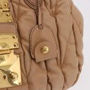 Miu Miu Matelasse Hand Bag Leather Beige Gold Auth 191692A-15
