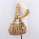 Miu Miu Matelasse Hand Bag Leather Beige Gold Auth 191692A-23
