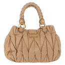 Miu Miu Matelasse Hand Bag Leather Beige Gold Auth 191692A-3