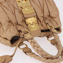 Miu Miu Matelasse Hand Bag Leather Beige Gold Auth 191692A-6