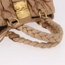 Miu Miu Matelasse Hand Bag Leather Beige Gold Auth 191692A-7