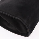 Salvatore Ferragamo Gancini Chain Shoulder Bag Suede Black Gold Auth 191696-15