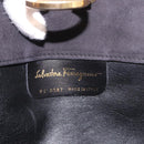 Salvatore Ferragamo Gancini Chain Shoulder Bag Suede Black Gold Auth 191696-12