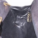 Salvatore Ferragamo Gancini Chain Shoulder Bag Suede Black Gold Auth 191696-18