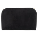 Salvatore Ferragamo Gancini Chain Shoulder Bag Suede Black Gold Auth 191696-2