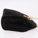 Salvatore Ferragamo Gancini Chain Shoulder Bag Suede Black Gold Auth 191696-3