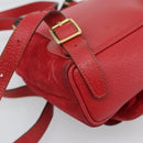 GUCCI Bamboo Backpack Suede Outlet Red Gold 003 0030 3444 Auth 191698-10