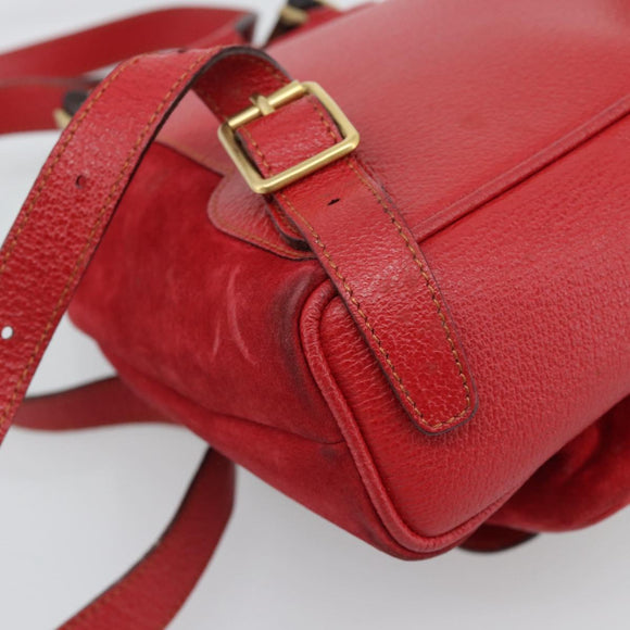 GUCCI Bamboo Backpack Suede Outlet Red Gold 003 0030 3444 Auth 191698