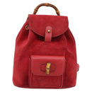GUCCI Bamboo Backpack Suede Outlet Red Gold 003 0030 3444 Auth 191698-13
