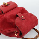 GUCCI Bamboo Backpack Suede Outlet Red Gold 003 0030 3444 Auth 191698-6