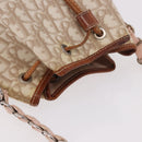 Christian Dior Romantic Chain Shoulder Bag PVC Beige Silver Auth 191704-7