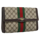 GUCCI GG Supreme Clutch Bag PVC Leather Beige Gold Auth 191707-1