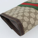 GUCCI GG Supreme Clutch Bag PVC Leather Beige Gold Auth 191707-11