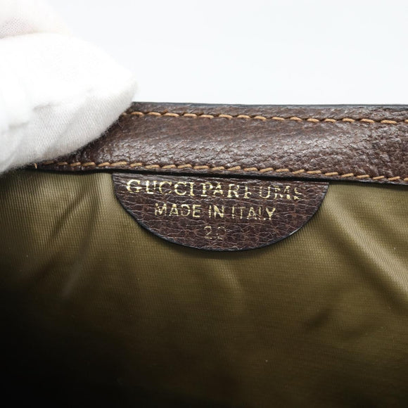 GUCCI GG Supreme Clutch Bag PVC Leather Beige Gold Auth 191707