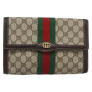 GUCCI GG Supreme Clutch Bag PVC Leather Beige Gold Auth 191707-2