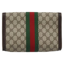 GUCCI GG Supreme Clutch Bag PVC Leather Beige Gold Auth 191707-3