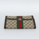 GUCCI GG Supreme Clutch Bag PVC Leather Beige Gold Auth 191707-6
