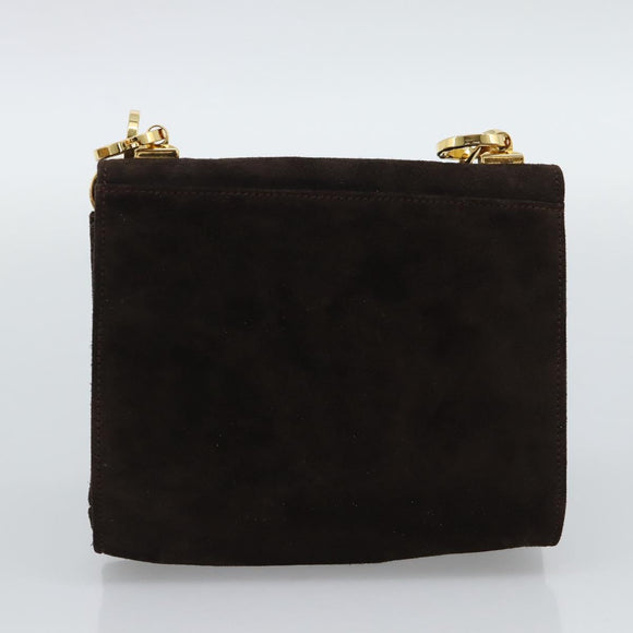 Salvatore Ferragamo Gancini Hand Bag PVC Suede 2 Set Black Brown Auth 191708