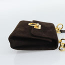 Salvatore Ferragamo Gancini Hand Bag PVC Suede 2 Set Black Brown Auth 191708-11
