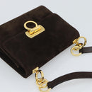 Salvatore Ferragamo Gancini Hand Bag PVC Suede 2 Set Black Brown Auth 191708-12