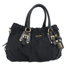PRADA Hand Bag Nylon 2way Black Gold Auth 191710V-1