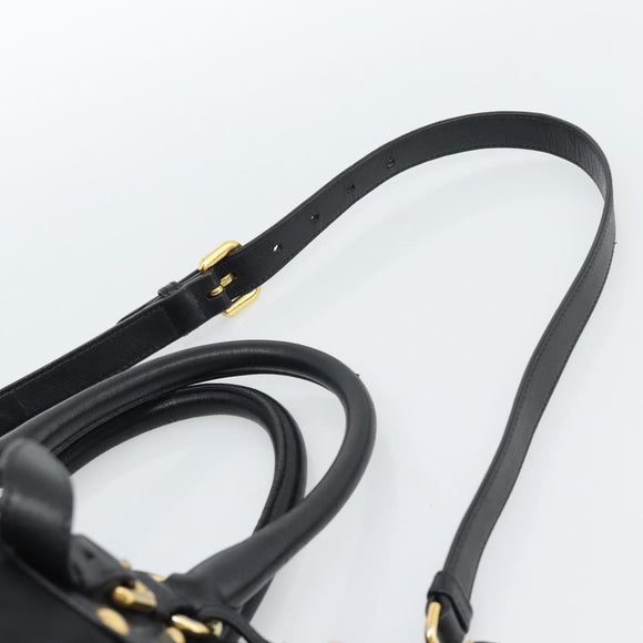 PRADA Hand Bag Nylon 2way Black Gold Auth 191710V