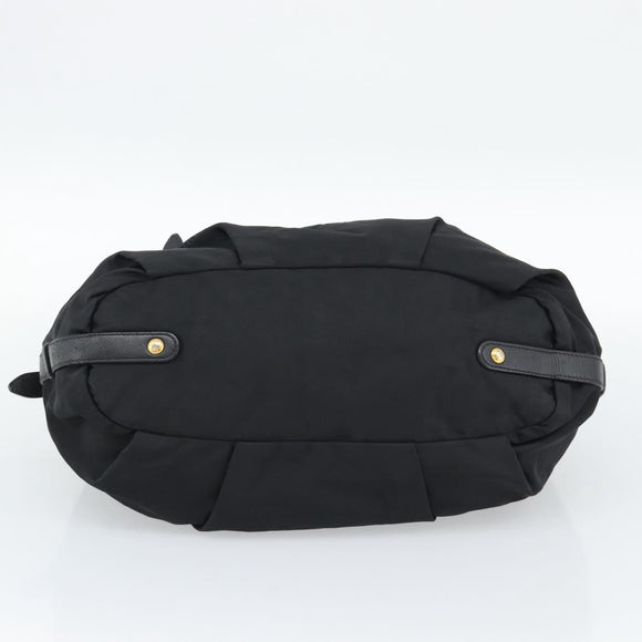 PRADA Hand Bag Nylon 2way Black Gold Auth 191710V