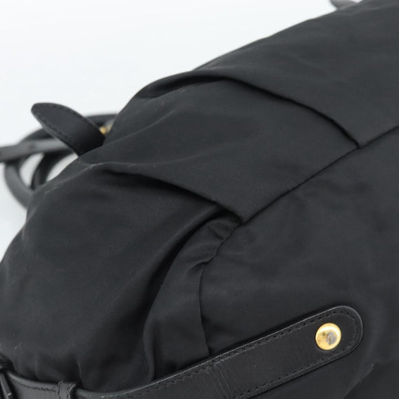 PRADA Hand Bag Nylon 2way Black Gold Auth 191710V