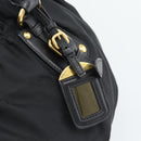 PRADA Hand Bag Nylon 2way Black Gold Auth 191710V-16