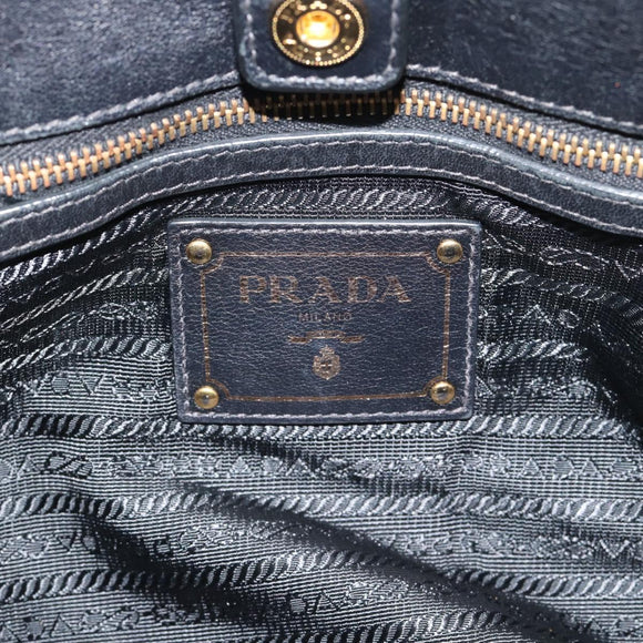 PRADA Hand Bag Nylon 2way Black Gold Auth 191710V