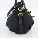 PRADA Hand Bag Nylon 2way Black Gold Auth 191710V-4