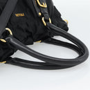 PRADA Hand Bag Nylon 2way Black Gold Auth 191710V-7