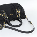 PRADA Hand Bag Nylon 2way Black Gold Auth 191710V-9