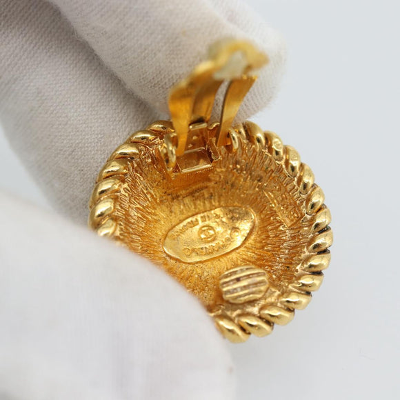 CHANEL COCO Mark Earring Metal Gold Tone CC Auth 191713V