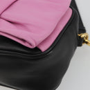 PRADA Ribbon Shoulder Bag Leather Black Pink Auth 191719V-15