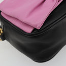 PRADA Ribbon Shoulder Bag Leather Black Pink Auth 191719V-16
