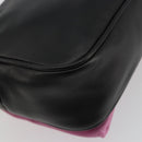 PRADA Ribbon Shoulder Bag Leather Black Pink Auth 191719V-18