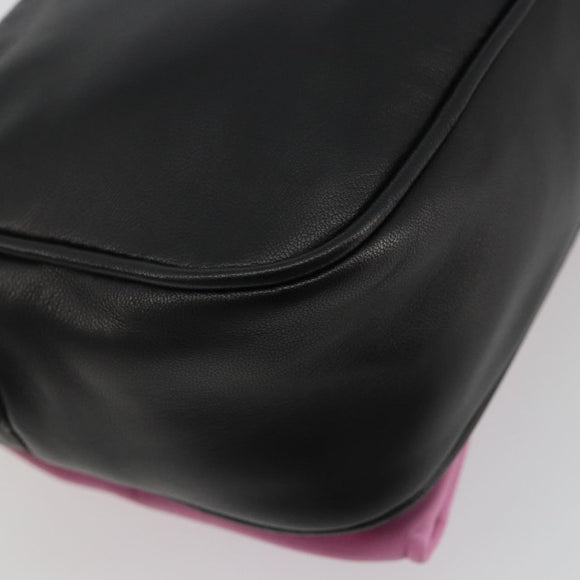 PRADA Ribbon Shoulder Bag Leather Black Pink Auth 191719V