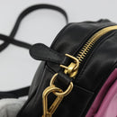 PRADA Ribbon Shoulder Bag Leather Black Pink Auth 191719V-8