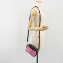PRADA Ribbon Shoulder Bag Leather Black Pink Auth 191719V-24